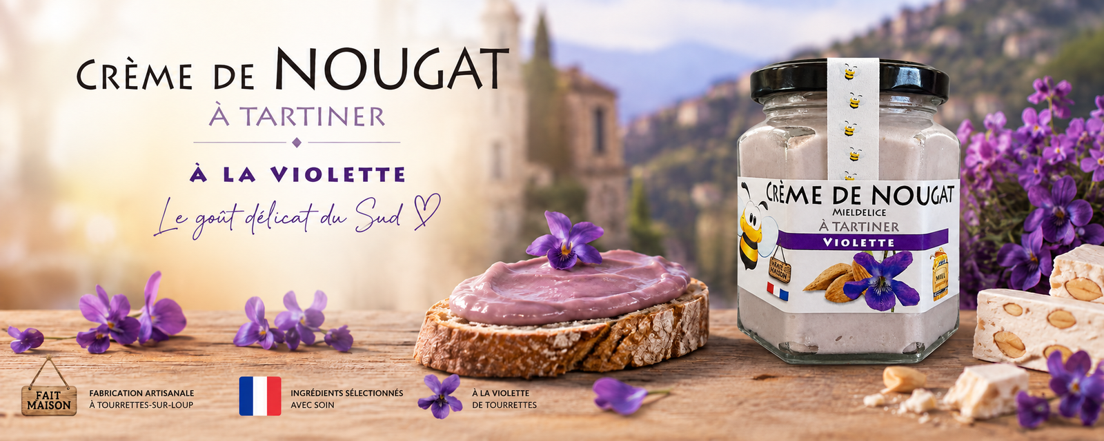 Bandeau Crème de nougat Violette Mieldelice