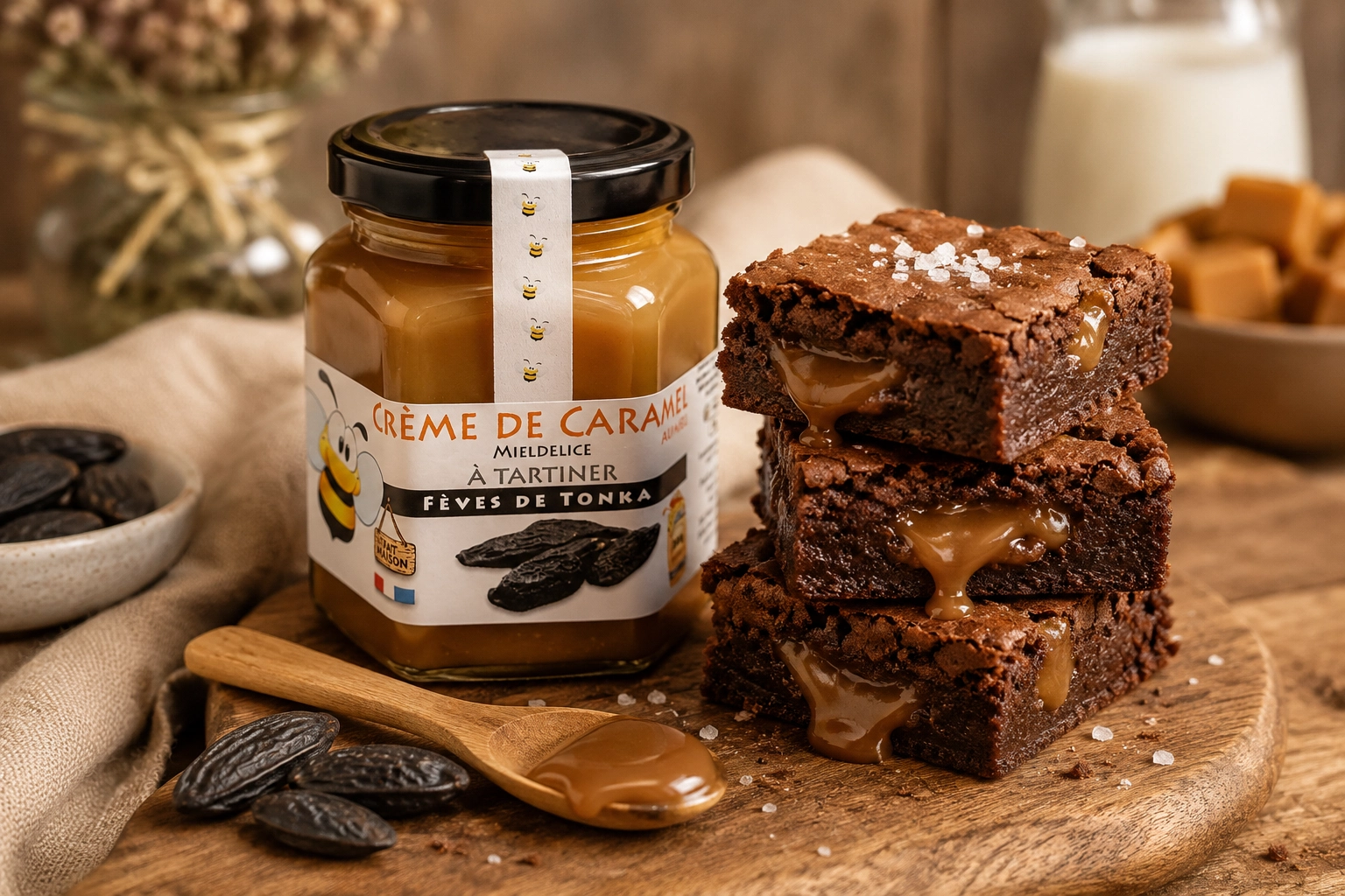 Brownies cœur coulant à la crème caramel artisanale MielDélice