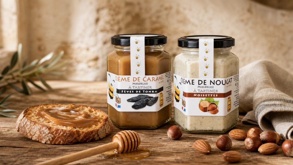 creme de nougat et creme caramel Mieldelice