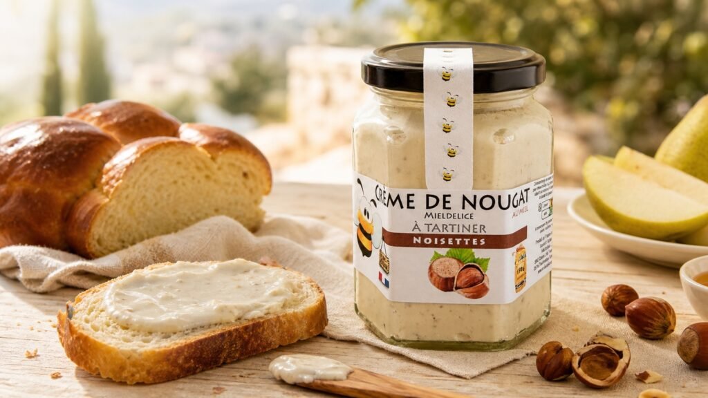 Gouter artisanal creme de nougat et creme caramel Mieldelice